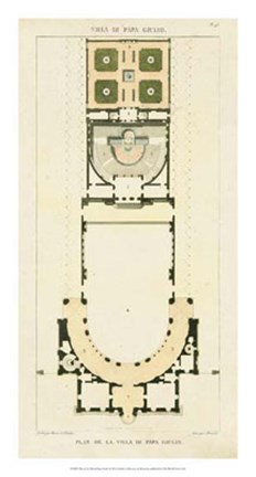 Framed Plan de la Villa di Papa Guilio Print