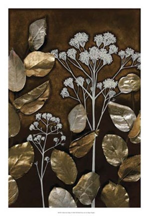 Framed Gilded Leaf Collage I Print