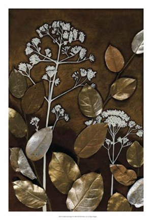 Framed Gilded Leaf Collage II Print