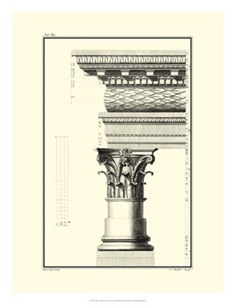 Framed B&amp;W Column and Cornice III Print