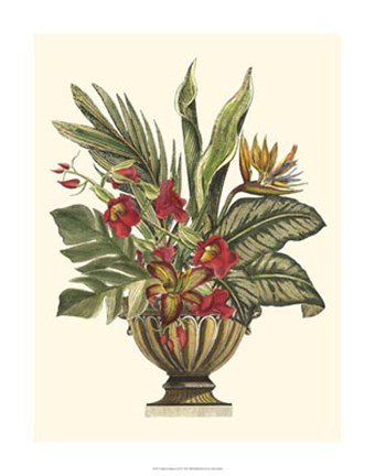 Framed Tropical Foliage in Urn II Print