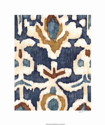 Framed Ocean Ikat I Print