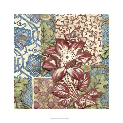 Framed Raspberry Chintz I Print