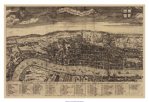 Framed Bird&#39;s Eye View of London Print