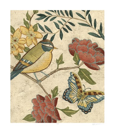 Framed Antique Aviary I Print