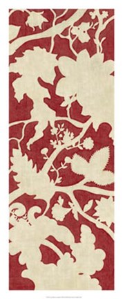 Framed Linen Silhouette on Red I Print