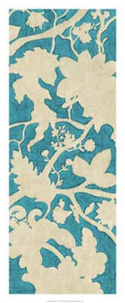 Framed Linen Silhouette on Teal I Print