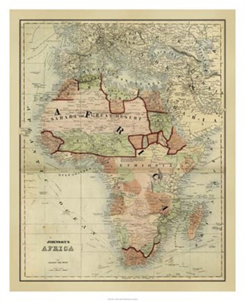 Framed Antique Map of Africa Print