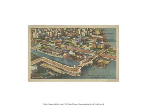 Framed Chicago- Bird&#39;s Eye View Print