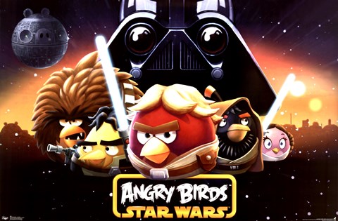 Framed Angry Birds Star Wars (space) Print
