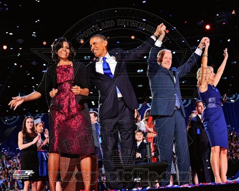 Framed US President Barack Obama re-election victory speech in Chicago on November 7, 2012 Print