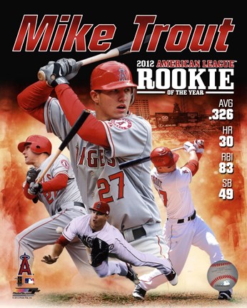 Framed Mike Trout 2012 American League Rookie of the year Composite Print