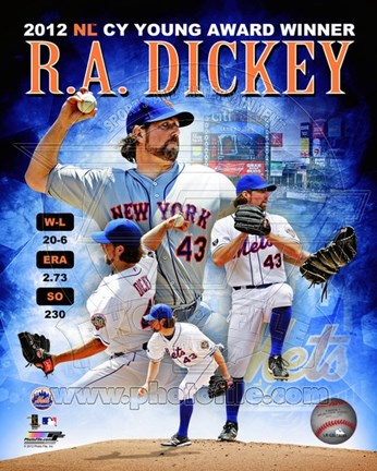 Framed R.A. Dickey 2012 National League Cy Young Award Winner Composite Print