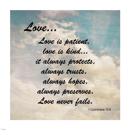 Framed Love 1 Corinthians 13:4 Against the Sky Print