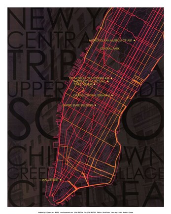 Framed Neon Map II Print