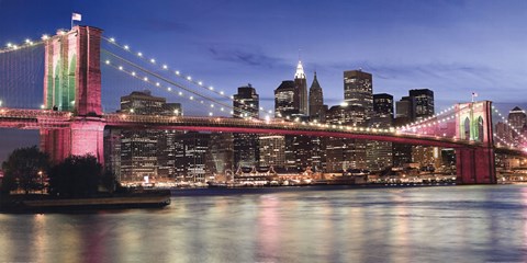 Framed Brooklyn Bridge at Night Print