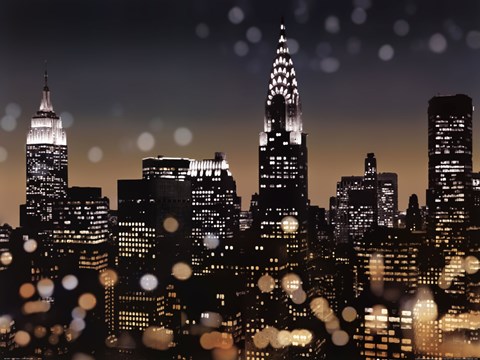 Framed New York Night I Print