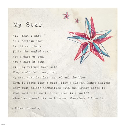 Framed My Star by Robert Browning - square Print