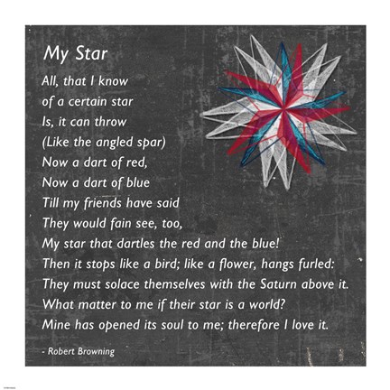 Framed My Star by Robert Browning - gray Print