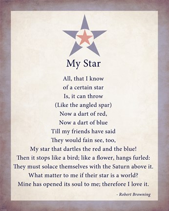 Framed My Star by Robert Browning - color boarder Print