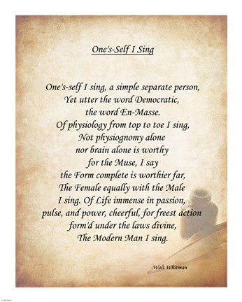 Framed One&#39;s Self I Sing Print