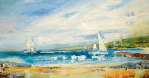 Framed Seaside Harbor I Print