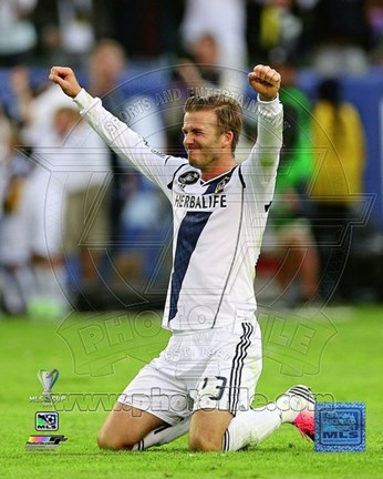 Framed David Beckham Celebrates Winning the 2012 MLS Cup Print