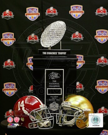 Framed 2013 BCS National Championship Matchup University of Alabama Crimson Tide Vs. Notre Dame Fighting Irish Print