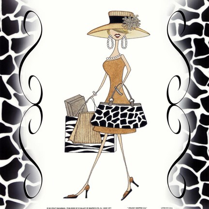 Framed Swanky Shopper Gal Print