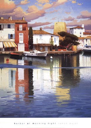 Framed HARBOR AT MORNING LIGHT Print