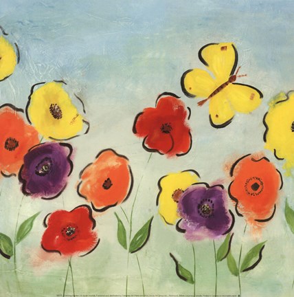 Framed Flowering Garden I Print