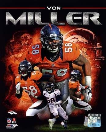 Framed Von Miller 2013 Portrait Plus Print