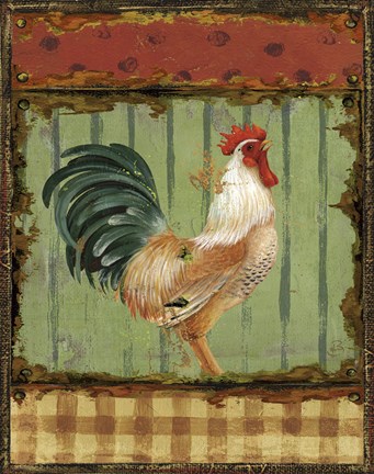 Framed Rooster Portraits I Print