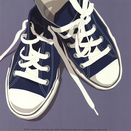 Framed Lowtops (blue on gray) Print