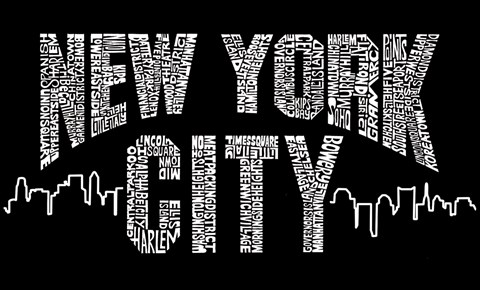 Framed New York City Boroughs on Black Print