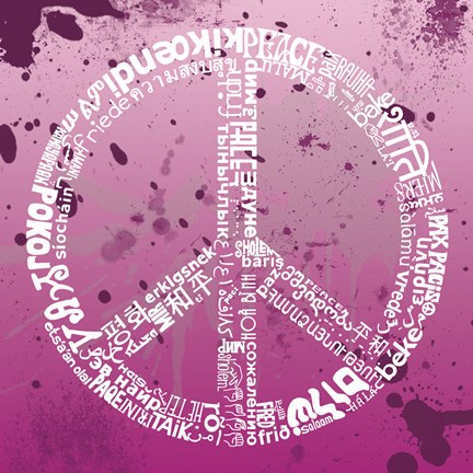 Framed Peace (Different Languages) on pink Print