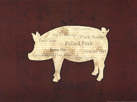 Framed Pig Foods Print