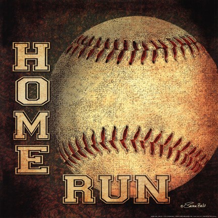 Framed Home Run with Baseball Print