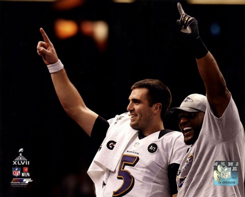 Framed Joe Flacco &amp; Ray Lewis Super Bowl XLVII Celebration Print