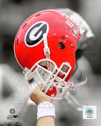 Framed University of Georgia Bulldogs Helmet Spotlight Print