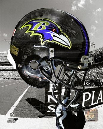 Framed Baltimore Ravens Helmet Spotlight Print