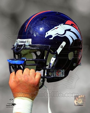 Framed Denver Broncos Helmet Spotlight Print