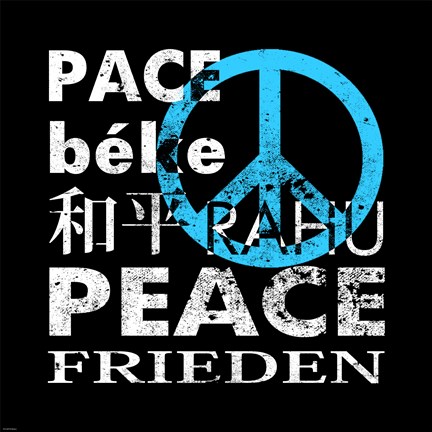 Framed Blue Peace Square II Print