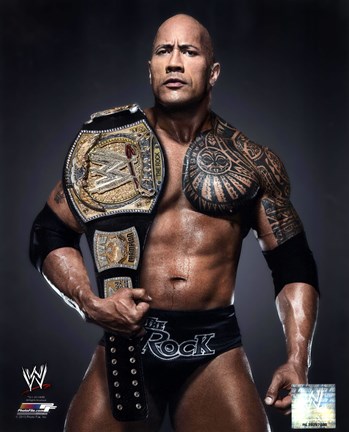 Framed Rock with the WWE Championship Belt 2013 Posed Print