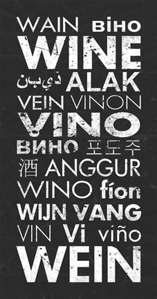 Framed Wine in Different Languages Print