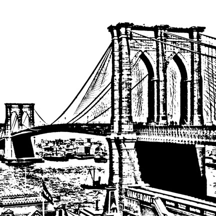 Framed Black Brooklyn Bridge Print