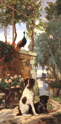 Framed Panneau d&#233;coratif aux chien et Print