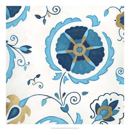 Framed Non-Embellished Gilded Indigo III Print