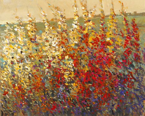 Framed Field of Spring Flowers I Print