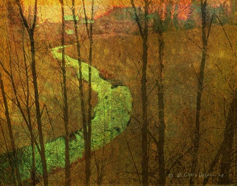 Framed Woodblock Stream I Print